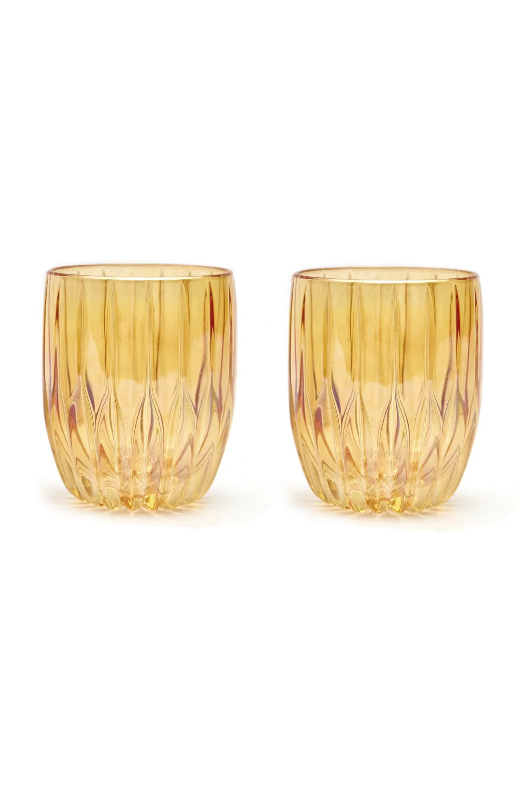 Set ambra di due bicchieri tumbler piccoli