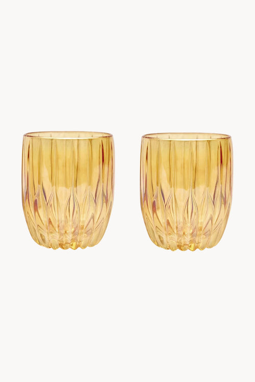 Set ambra di due bicchieri tumbler piccoli