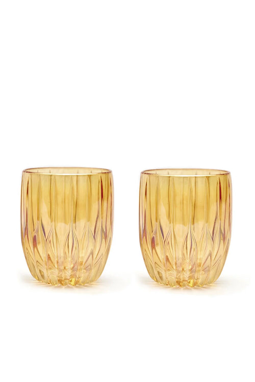 Set ambra di due bicchieri tumbler piccoli