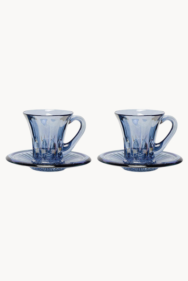 Blue Set Of Two Prestige Transparent Coffee Cups