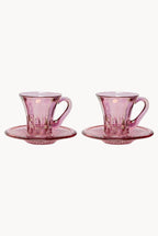 Set rosa di due tazze da caffè trasparenti Prestige