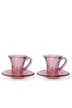 Set rosa di due tazze da caffè trasparenti Prestige