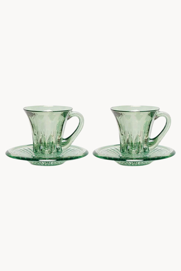 Set verde di due tazze da caffè trasparenti Prestige