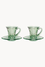 Set verde di due tazze da caffè trasparenti Prestige