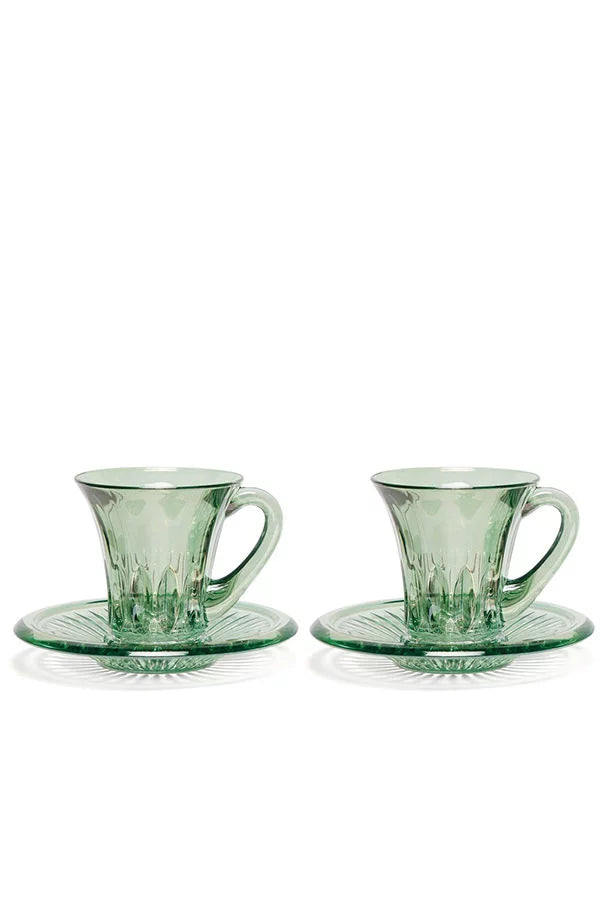 Set verde di due tazze da caffè trasparenti Prestige