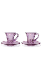 Set viola di due tazze da caffè trasparenti Prestige