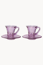 Set viola di due tazze da caffè trasparenti Prestige