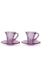 Set viola di due tazze da caffè trasparenti Prestige