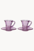 Set viola di due tazze da caffè trasparenti Prestige