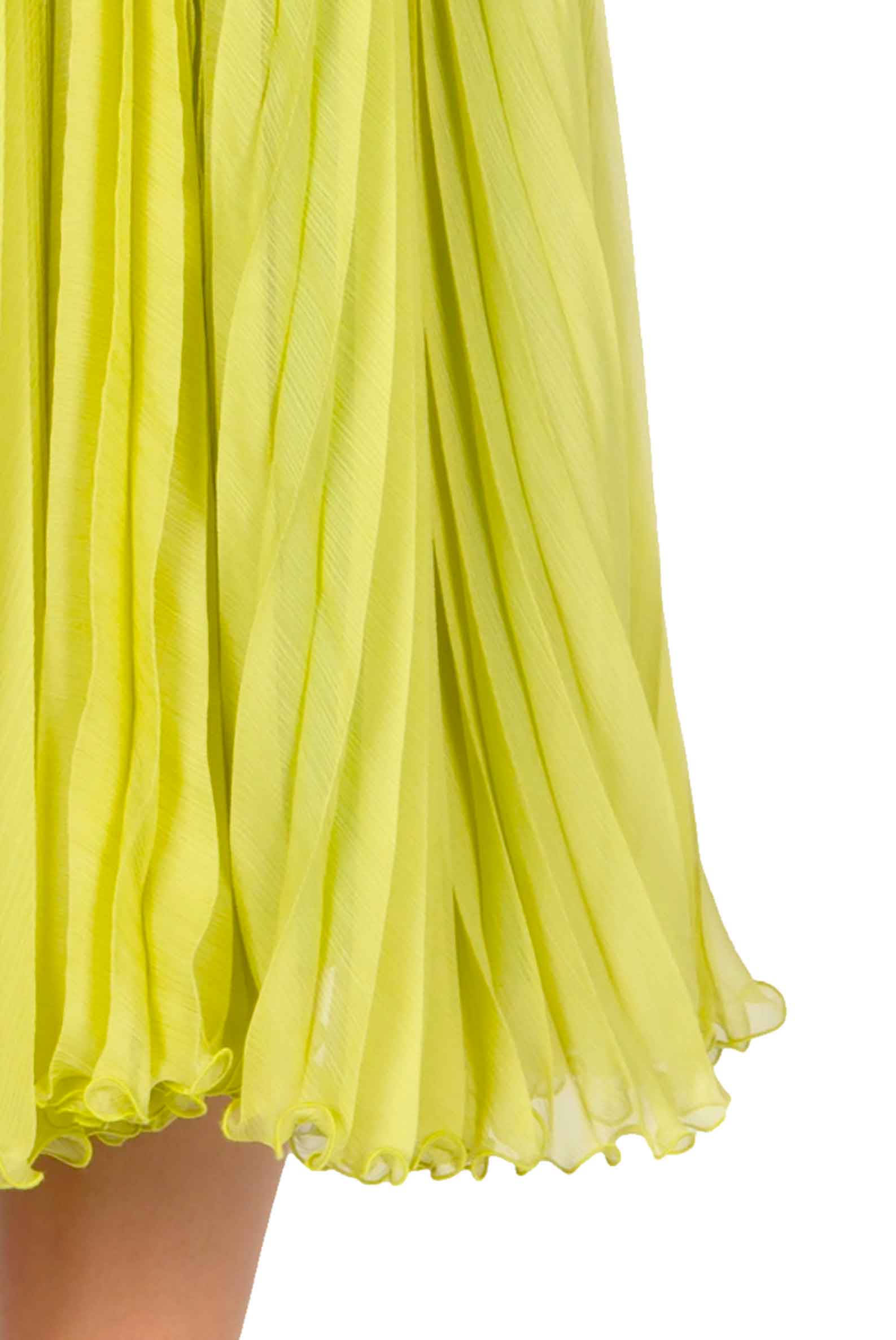 Vestito plissettato verde lime con cintura