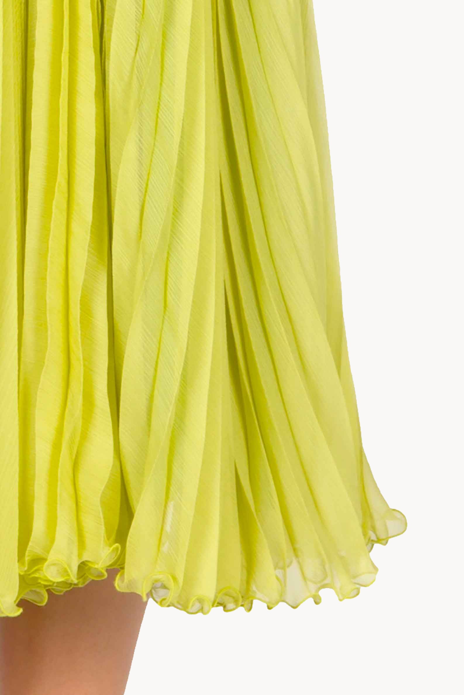 Vestito plissettato verde lime con cintura