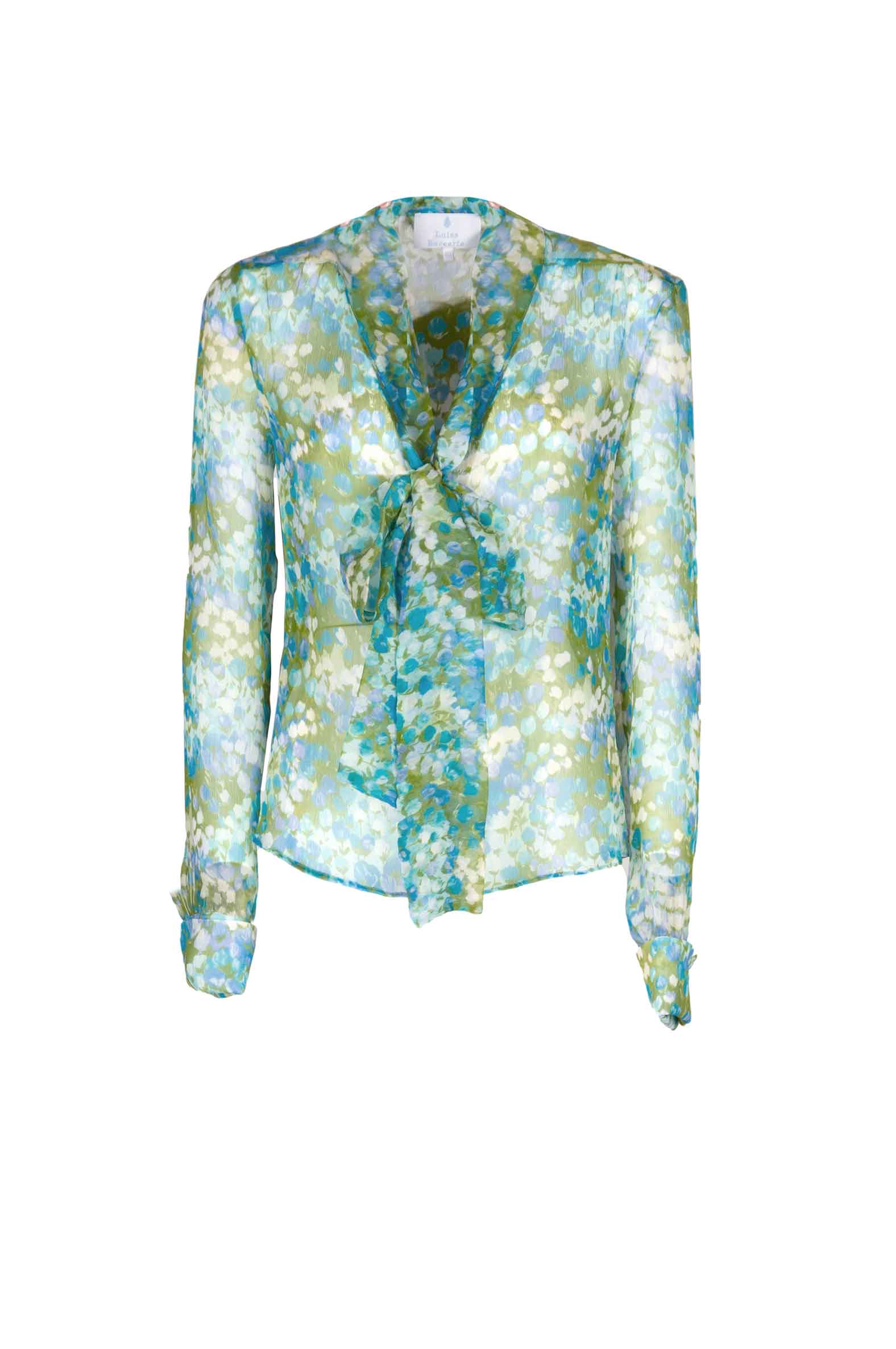 Blusa in chiffon trasparente con dettaglio a fiocco