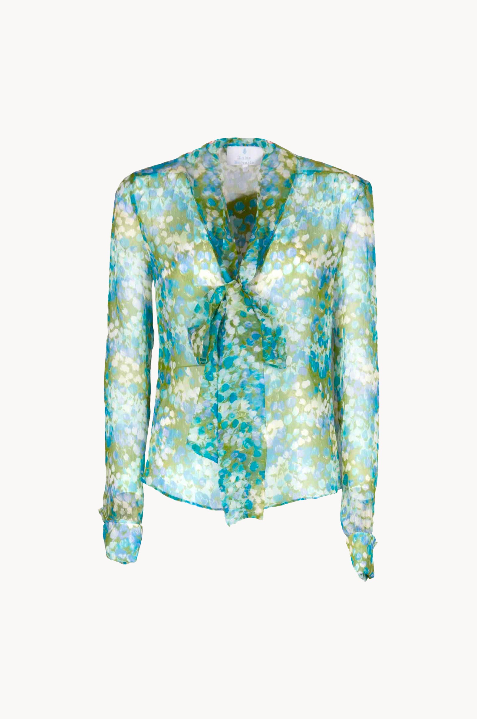 Blusa in chiffon trasparente con dettaglio a fiocco