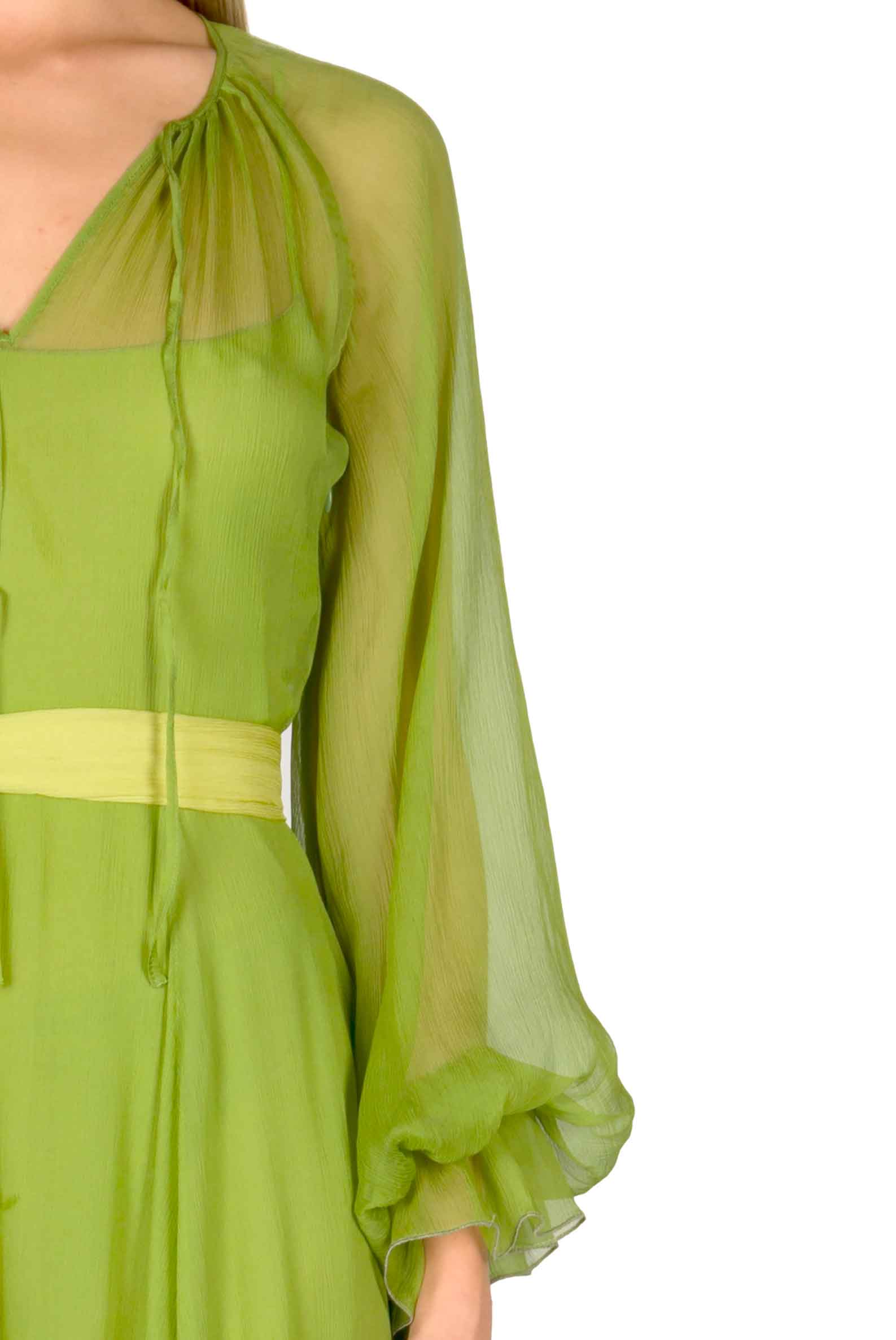 Vestito maxi in chiffon verde lime