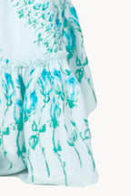 Vestito maxi in seta a righe floreali con vita impero