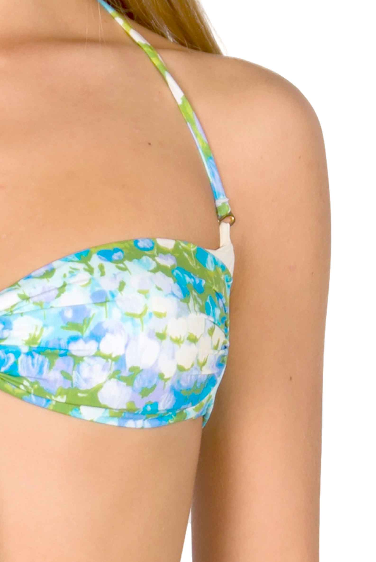Bikini slip a vita alta e fascia turchese Monet