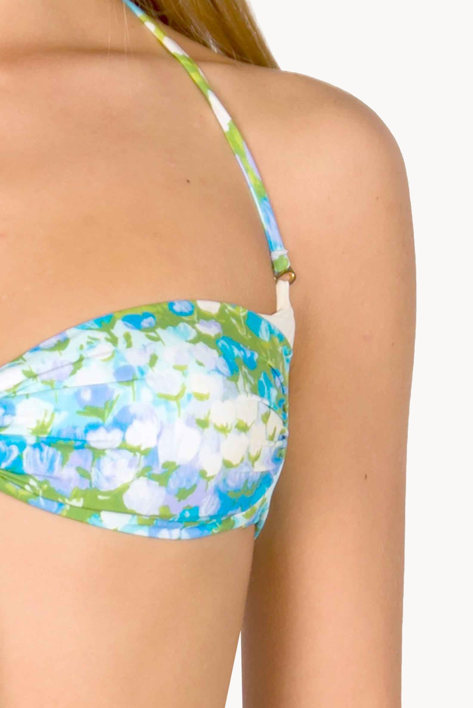 Band And High Waist Slip Bikini Turquoise Monet