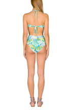 Bikini slip a vita alta e fascia turchese Monet