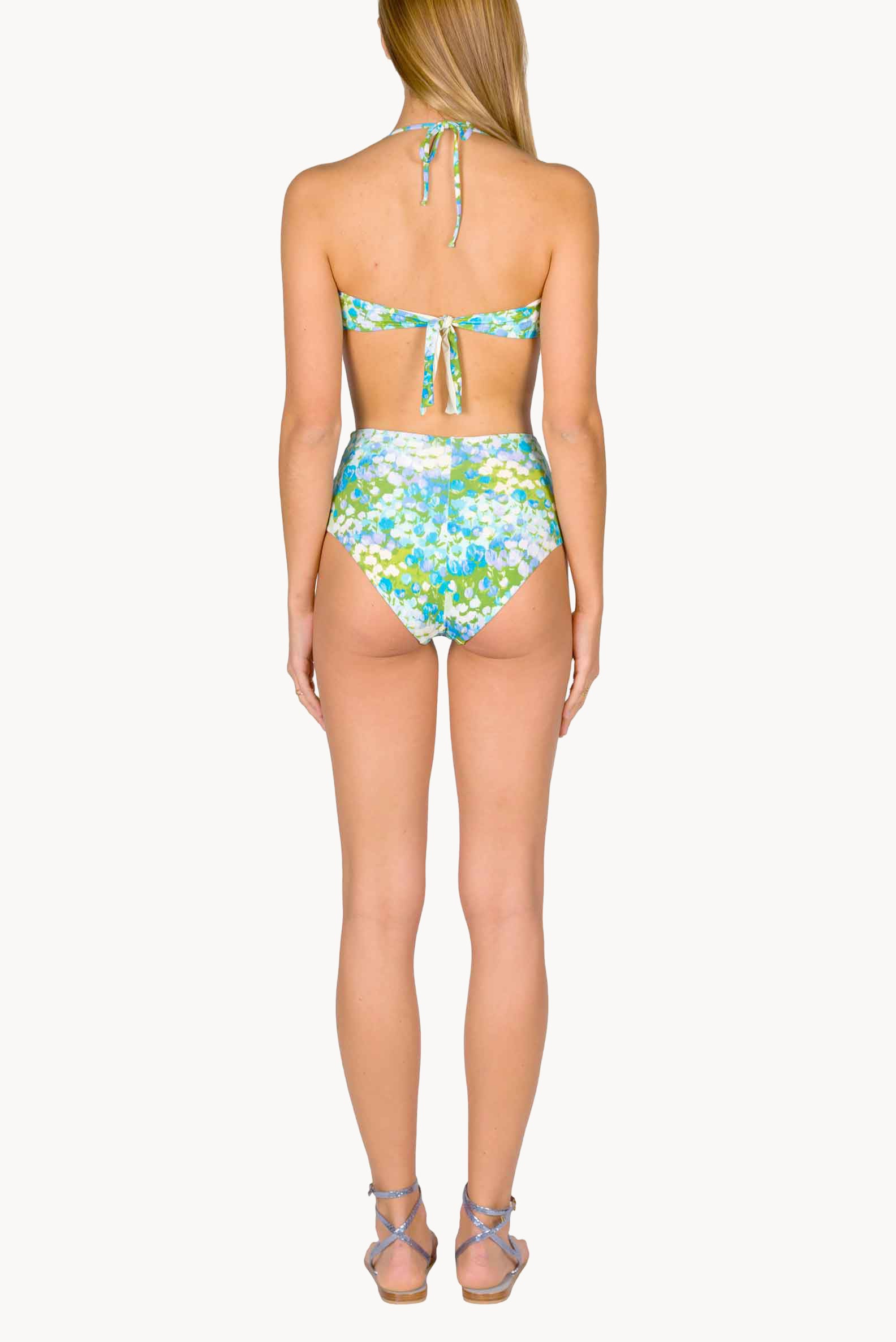 Band And High Waist Slip Bikini Turquoise Monet