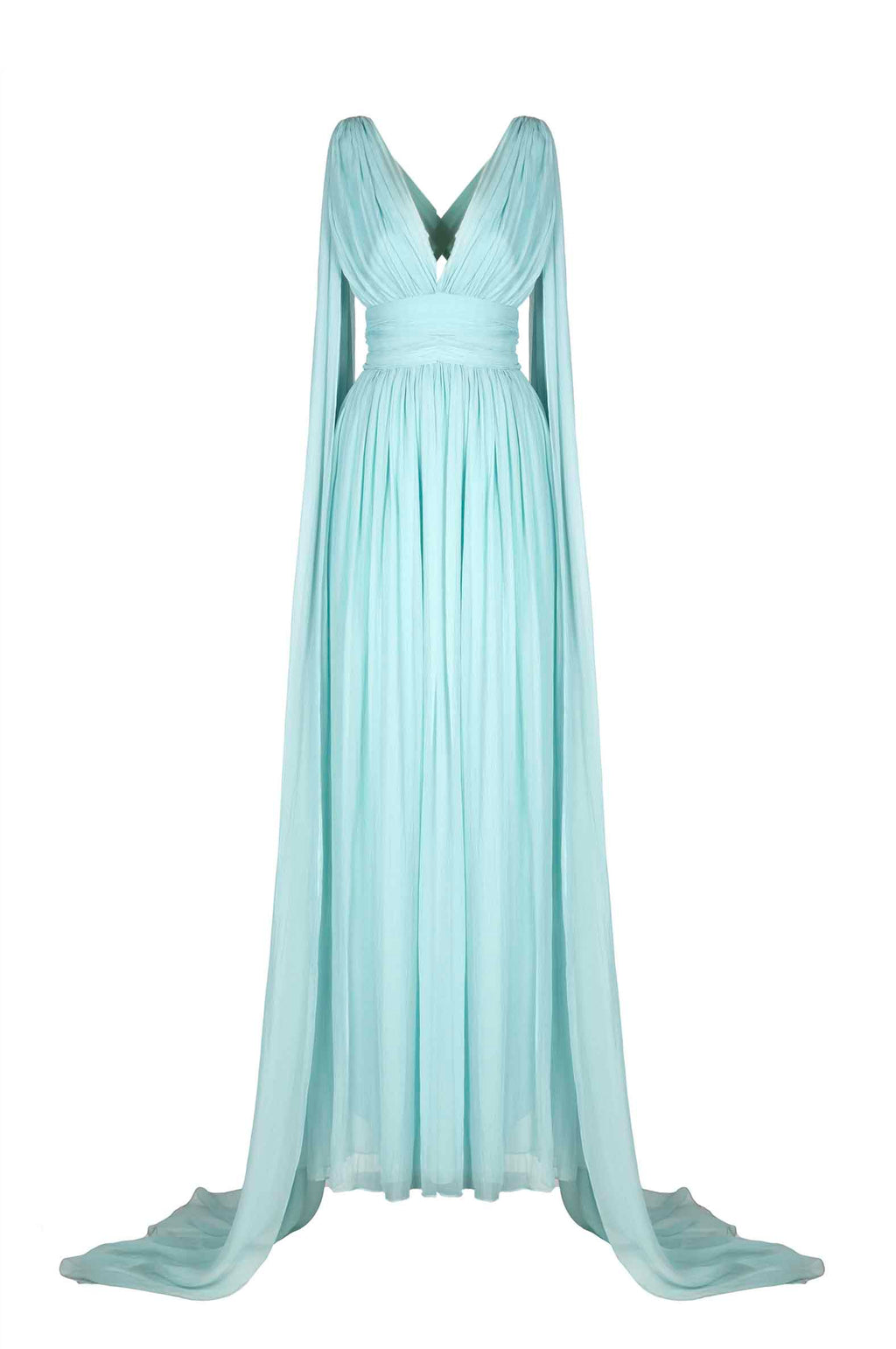 Abito con effetto mantella in chiffon di seta