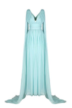 Abito con effetto mantella in chiffon di seta