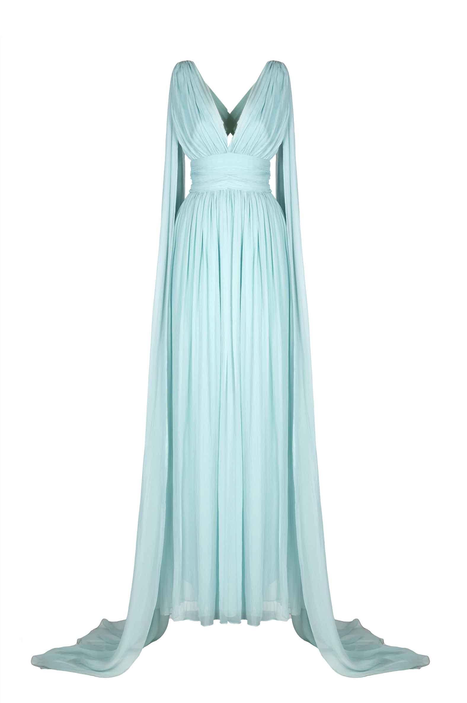 Abito con effetto mantella in chiffon di seta