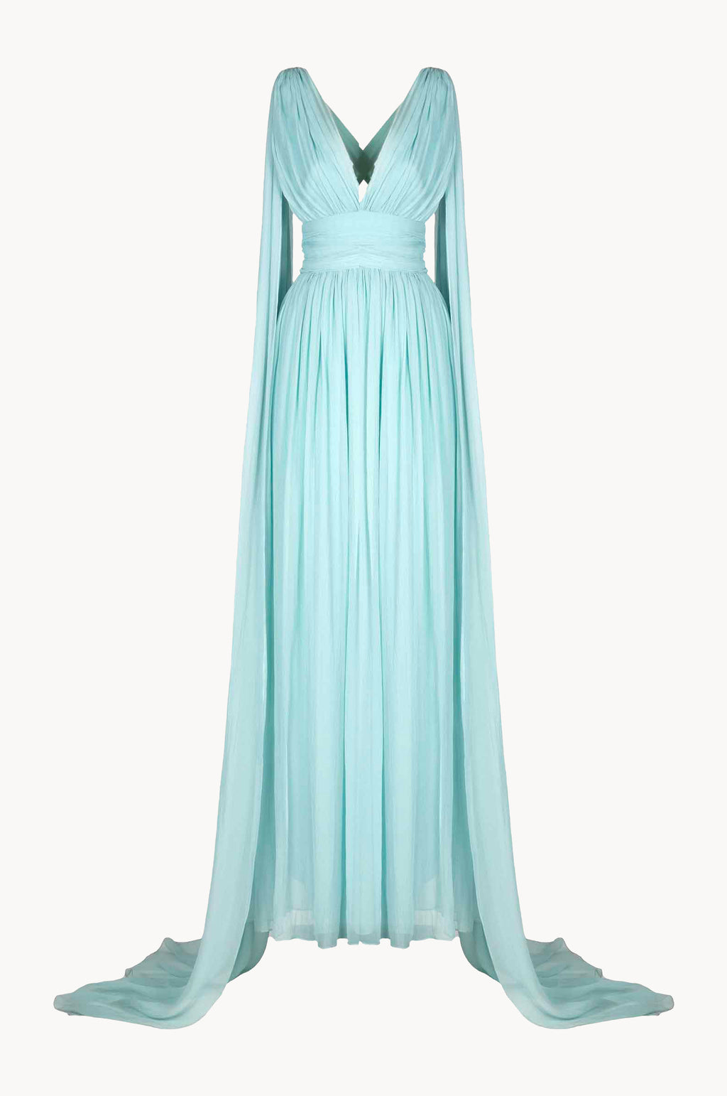 Abito con effetto mantella in chiffon di seta