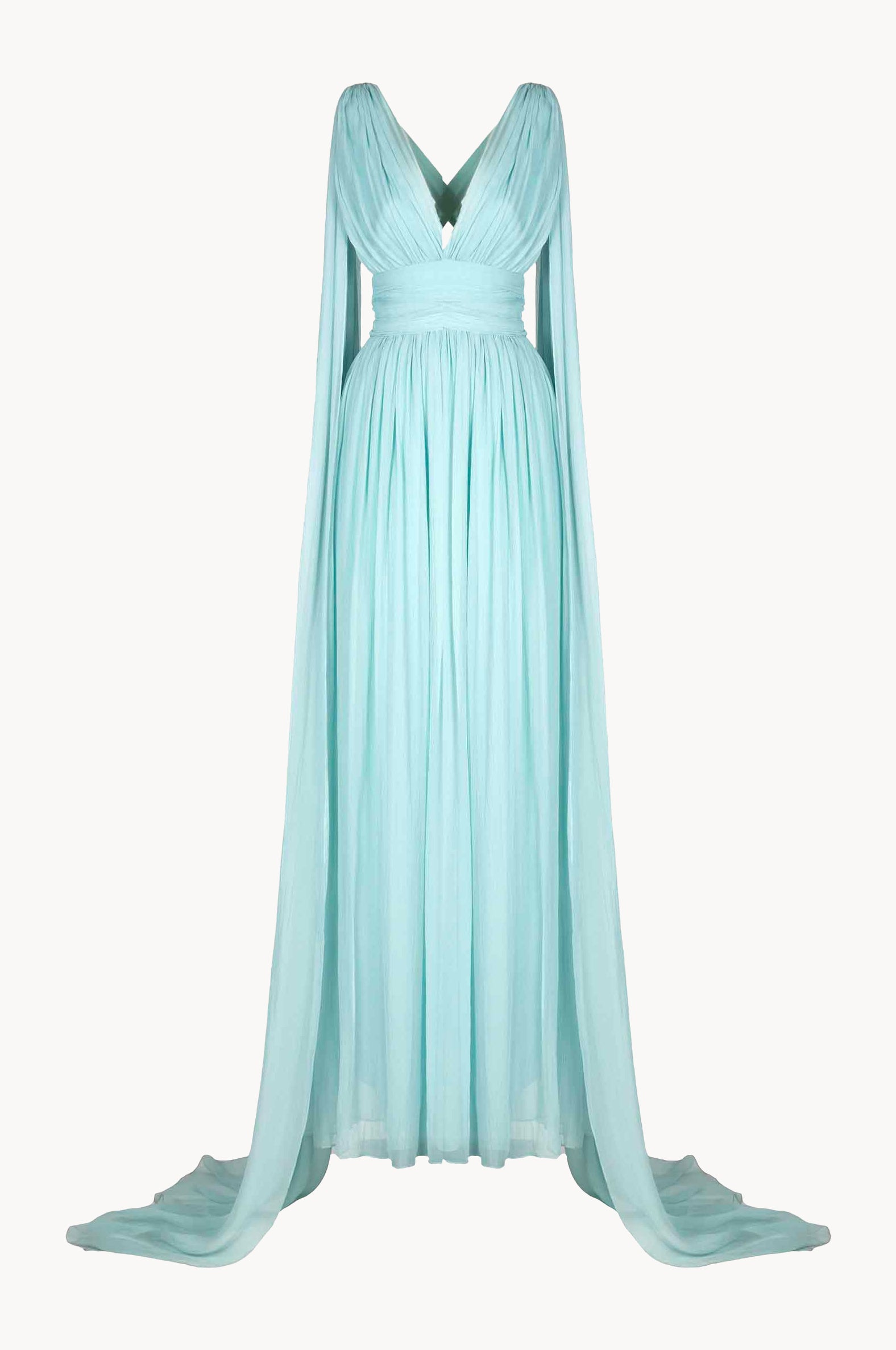 Abito con effetto mantella in chiffon di seta