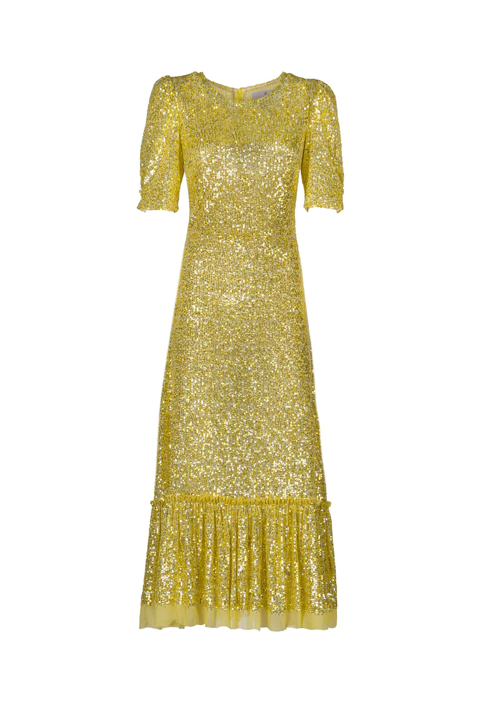 Vestito con paillettes e balze