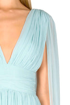 Abito con effetto mantella in chiffon di seta