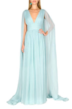 Abito con effetto mantella in chiffon di seta