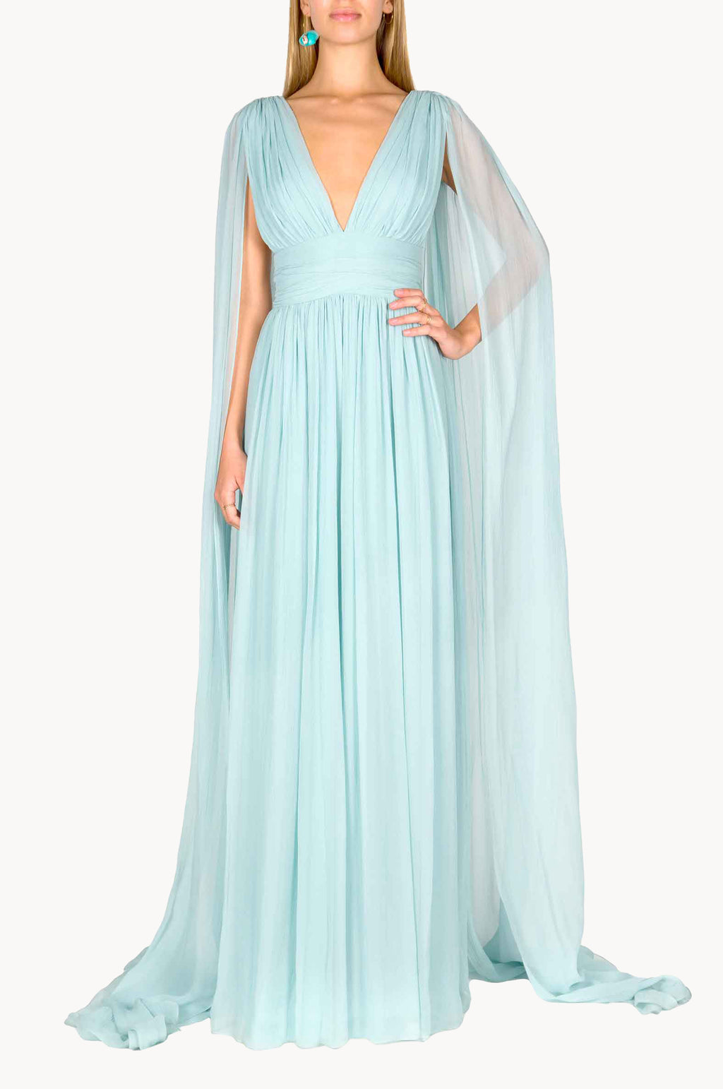 Abito con effetto mantella in chiffon di seta