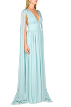 Abito con effetto mantella in chiffon di seta