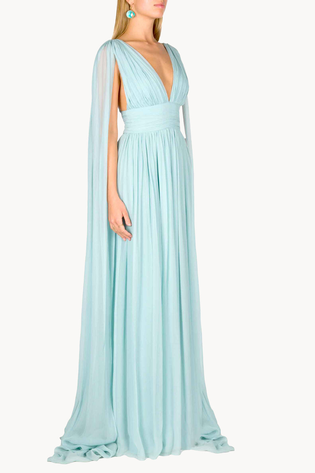 Abito con effetto mantella in chiffon di seta