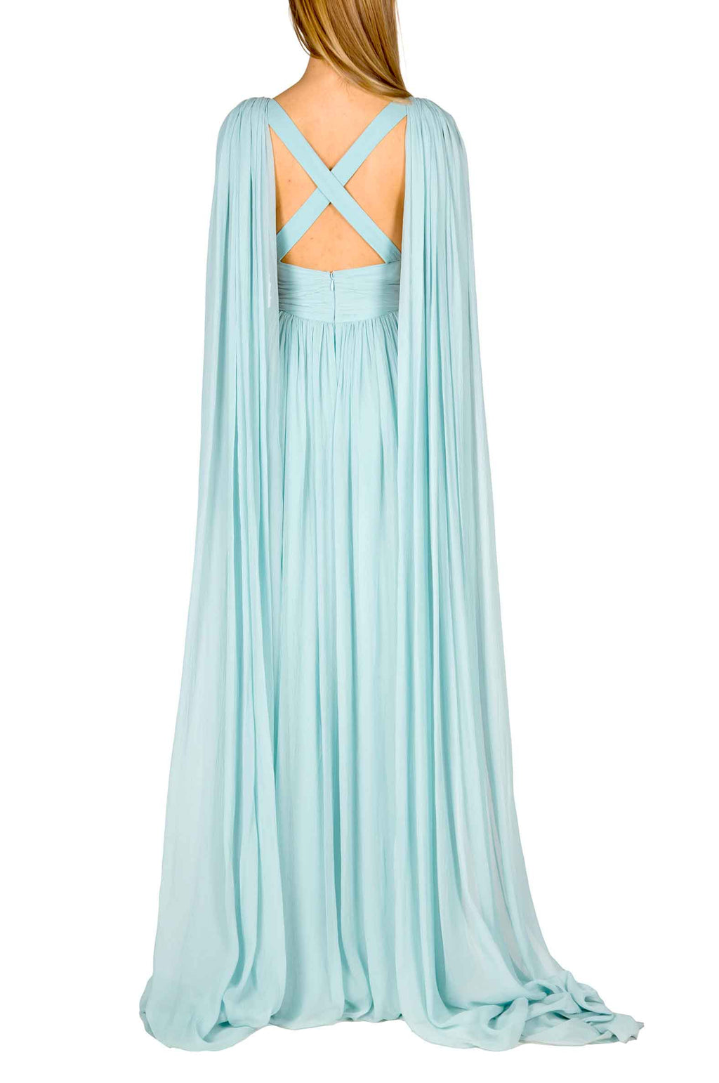 Abito con effetto mantella in chiffon di seta