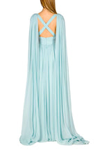 Abito con effetto mantella in chiffon di seta
