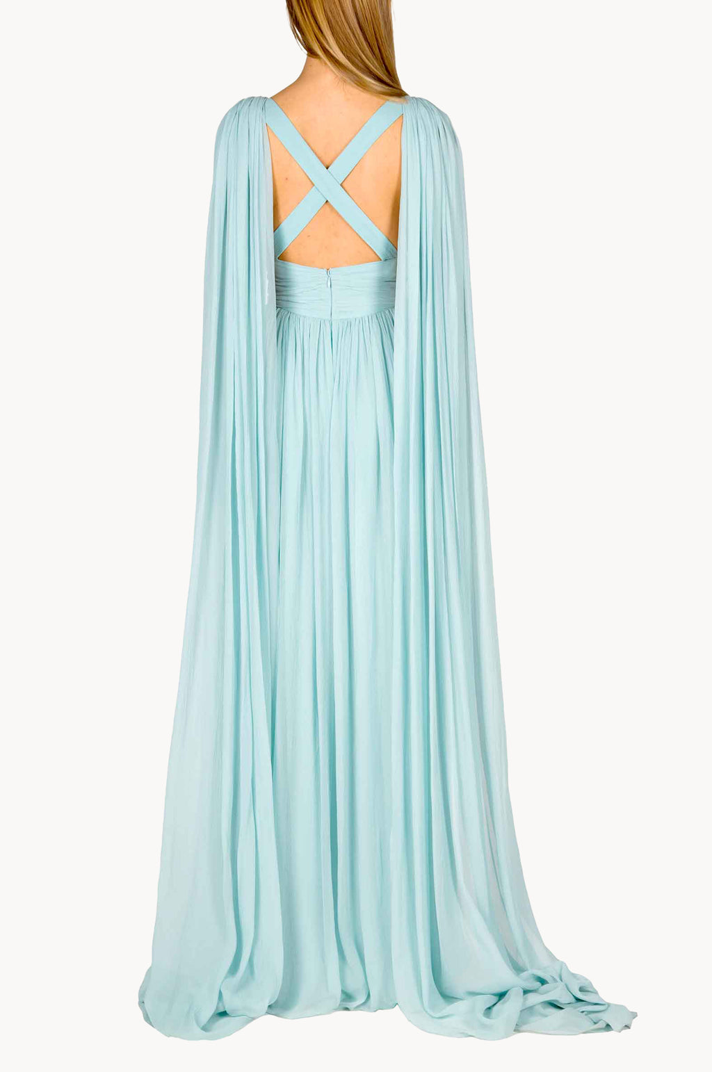 Abito con effetto mantella in chiffon di seta