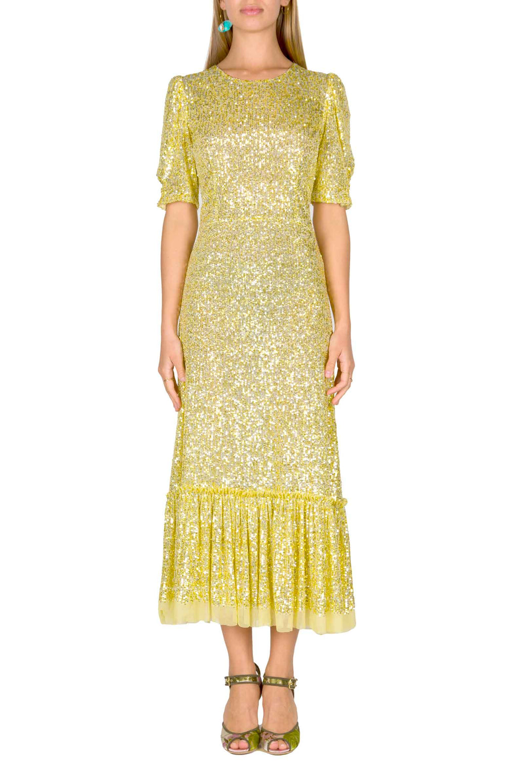 Vestito con paillettes e balze