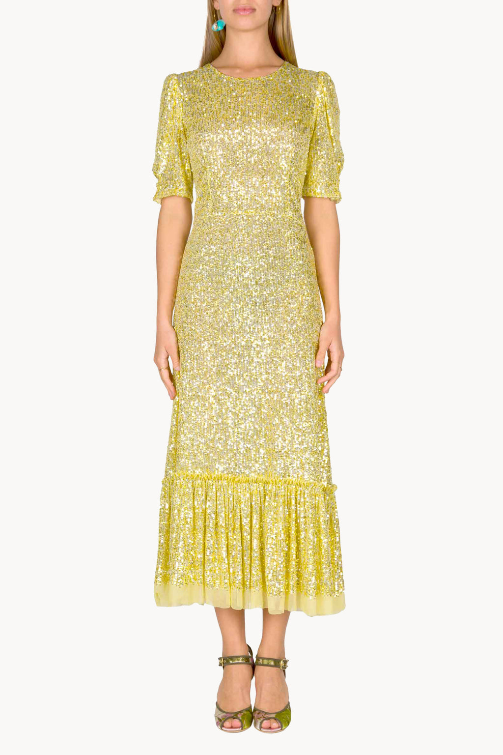 Vestito con paillettes e balze