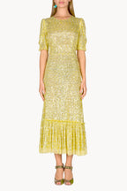 Vestito con paillettes e balze