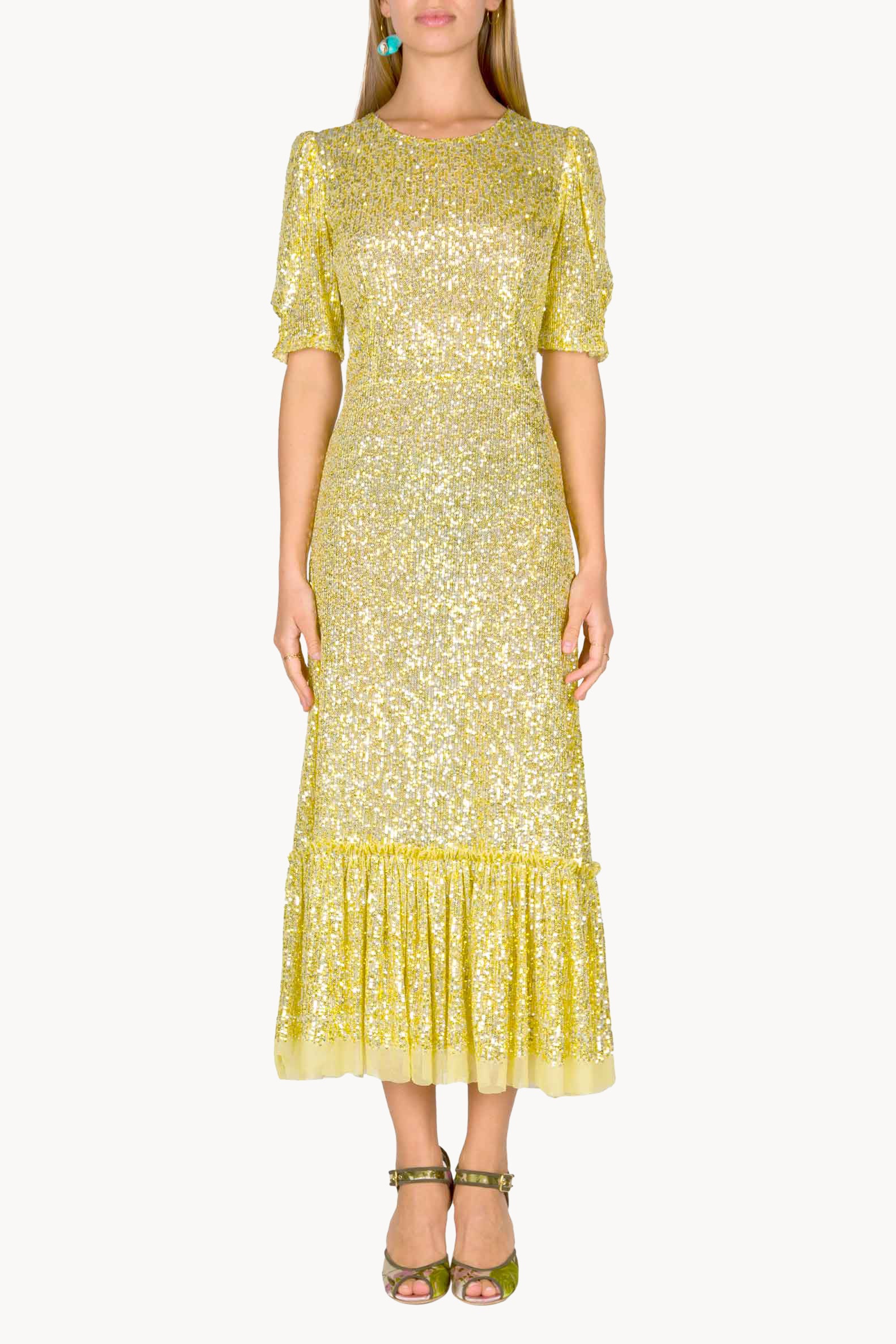 Vestito con paillettes e balze