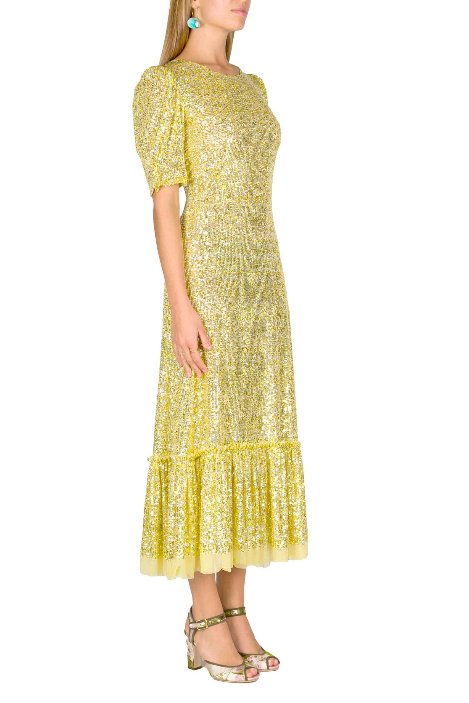 Vestito con paillettes e balze
