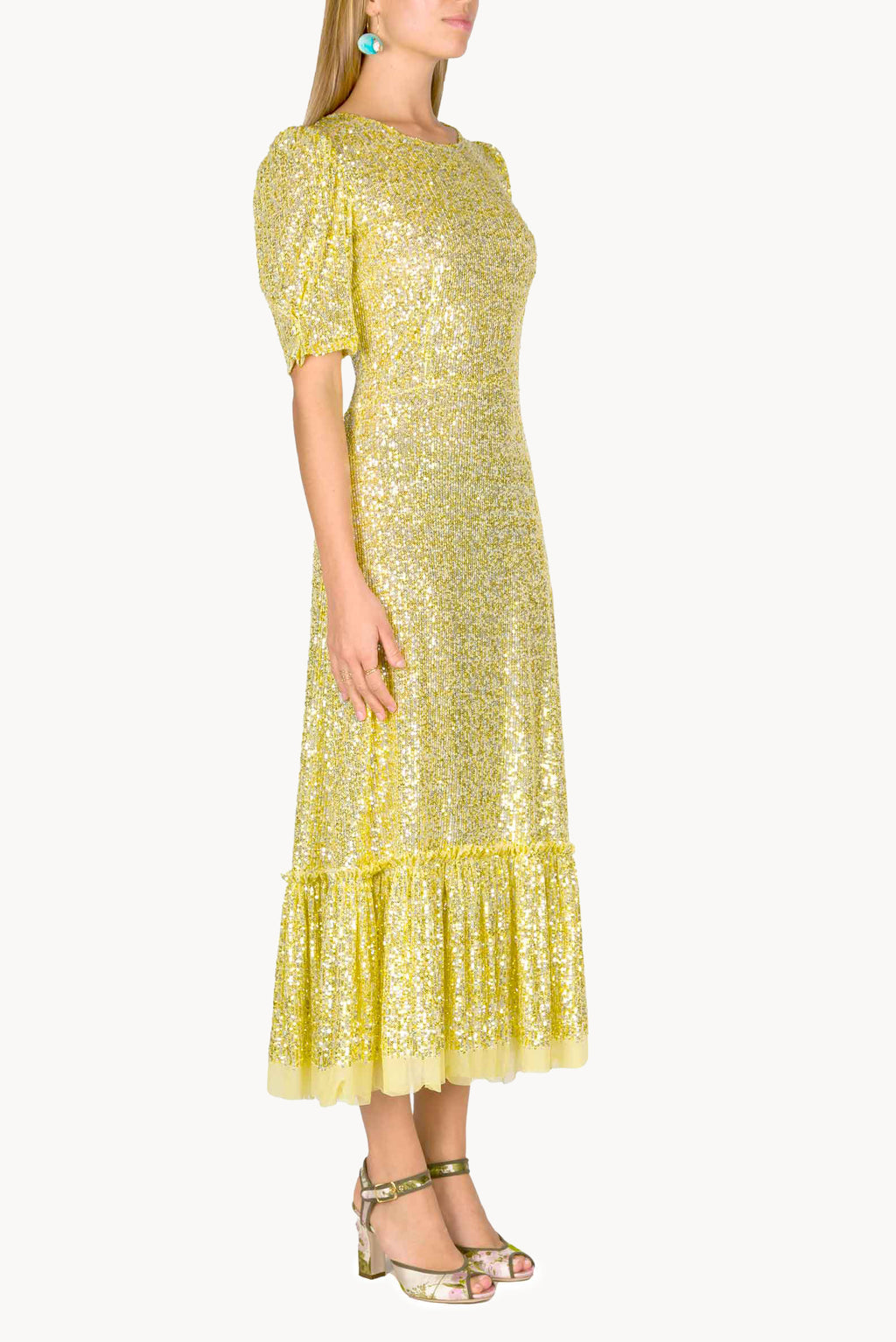Vestito con paillettes e balze