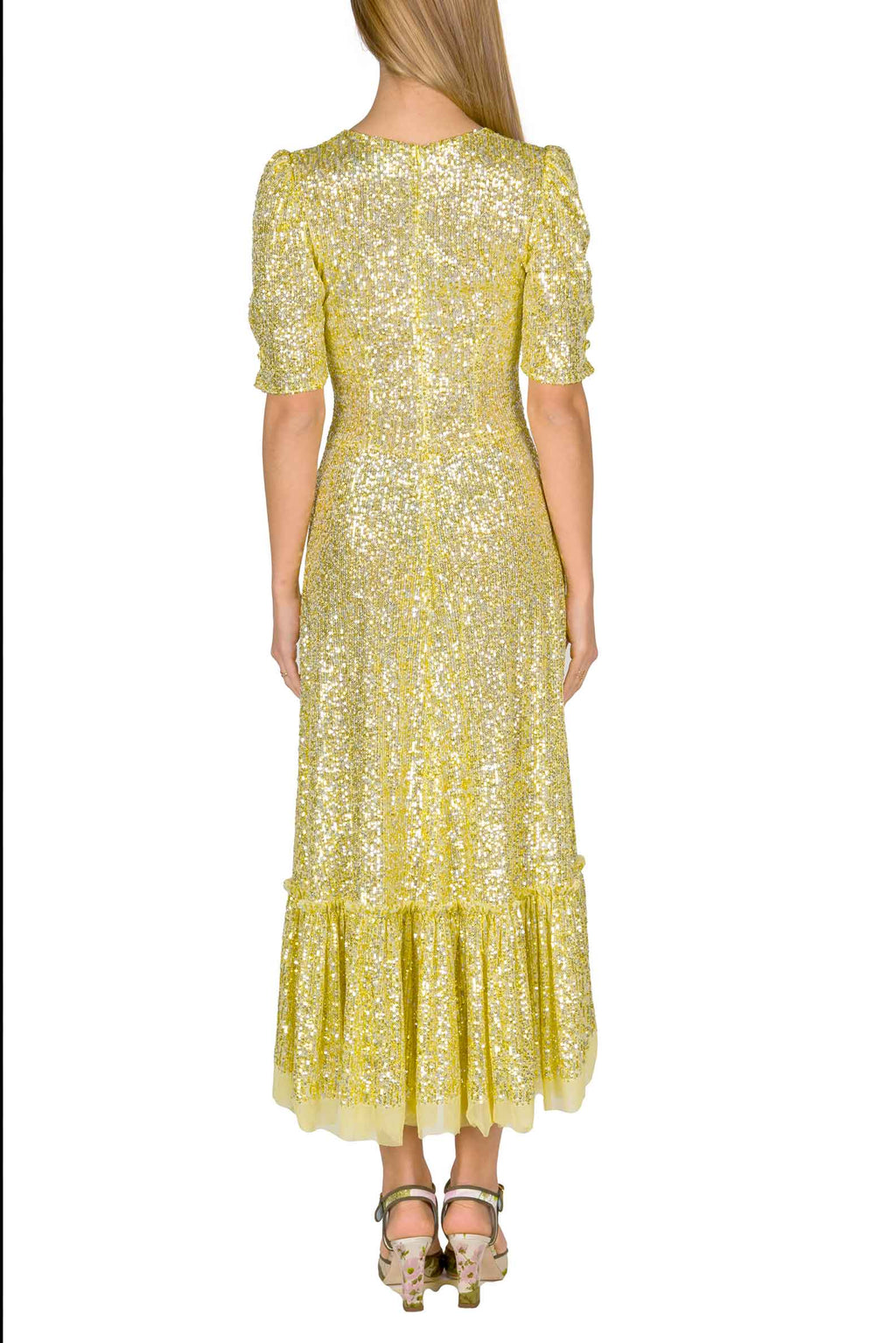 Vestito con paillettes e balze