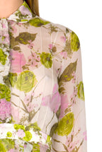 Vestito midi in chiffon stampato con rose in fiore