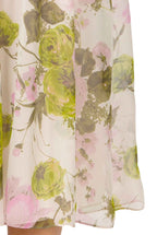 Vestito midi in chiffon stampato con rose in fiore