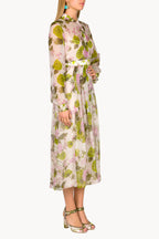 Blooming Roses Printed Chiffon Midi Dress