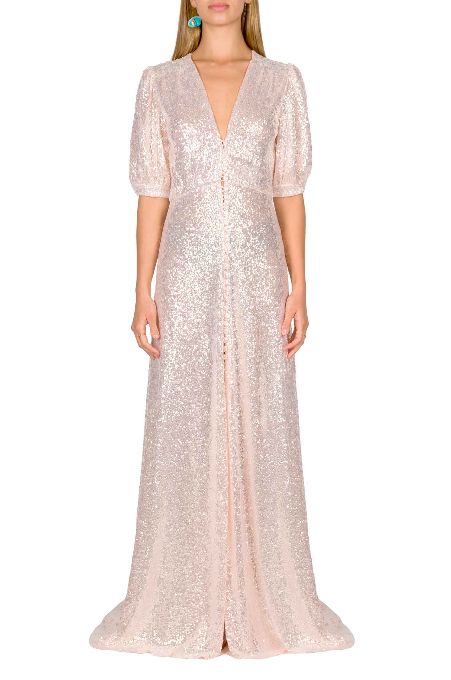 Vestito bottoncino rosa con paillettes