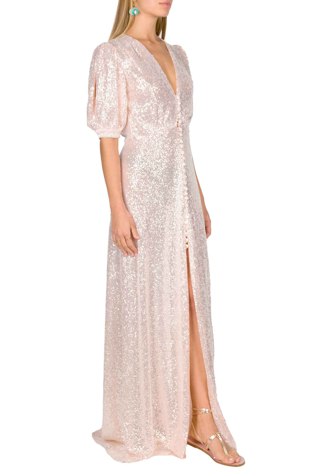 Vestito bottoncino rosa con paillettes