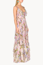 Floral Chiffon Ruffled Maxi Dress